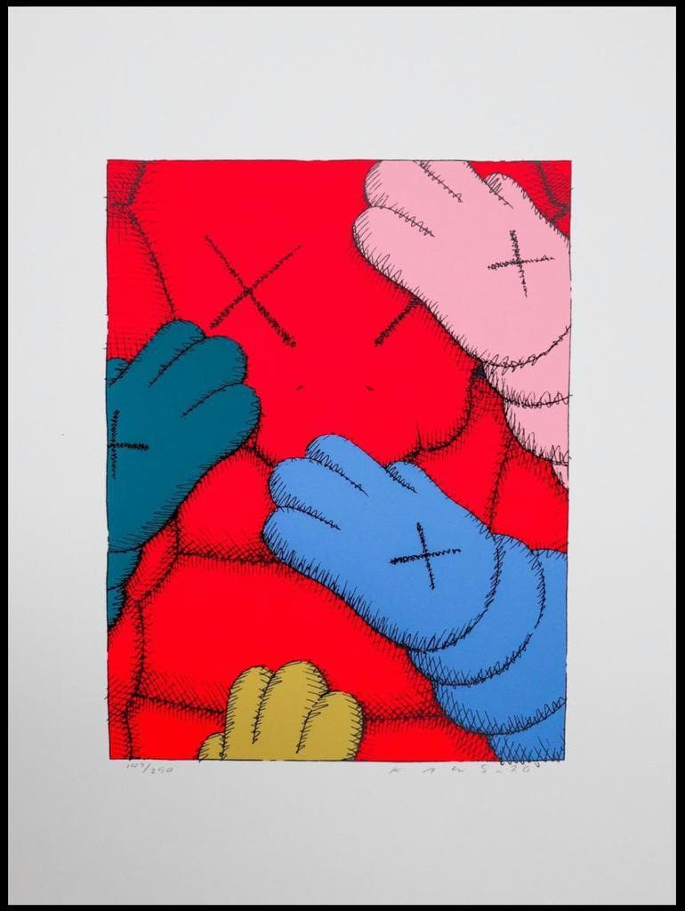 KAWS-style pop art print, numbered edition 147 of 250