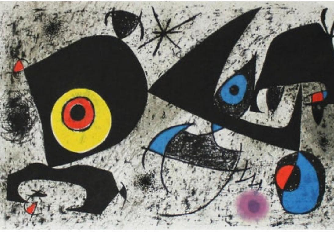 Miró-style abstract print (not confirmed original)