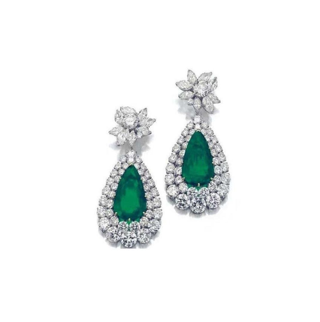 Emerald And Diamond Earrings Sold